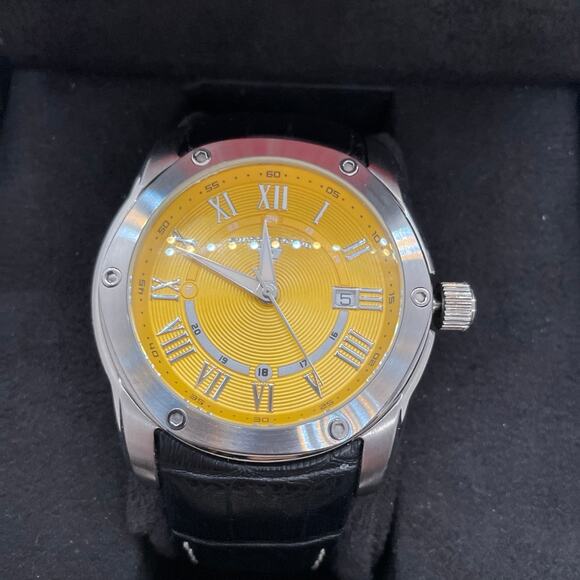Swiss Legend Traveler Mens Yellow Face Watch w/Box - Picture 2 of 9
